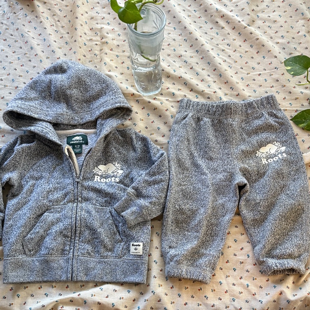 Roots Kids Gray Sweatpants & Hoodie Set